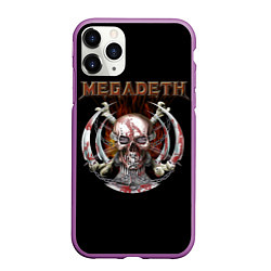 Чехол iPhone 11 Pro матовый Megadeth - боевой череп, цвет: 3D-фиолетовый