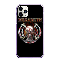 Чехол iPhone 11 Pro матовый Megadeth - боевой череп, цвет: 3D-светло-сиреневый