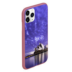 Чехол iPhone 11 Pro матовый Сидней в фиолетовом в закате, цвет: 3D-малиновый — фото 2
