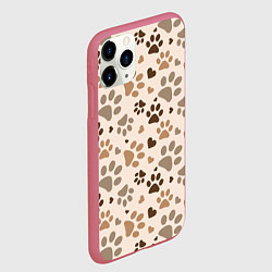 Чехол iPhone 11 Pro матовый Следы питомцев, цвет: 3D-малиновый — фото 2