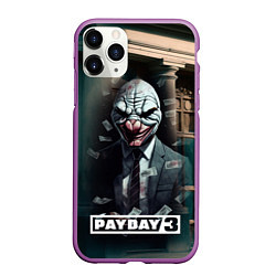 Чехол iPhone 11 Pro матовый Payday 3 mask, цвет: 3D-фиолетовый