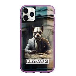 Чехол iPhone 11 Pro матовый Payday 3 dog, цвет: 3D-фиолетовый