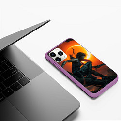 Чехол iPhone 11 Pro матовый Тень Лары Крофт, цвет: 3D-фиолетовый — фото 2