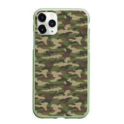 Чехол iPhone 11 Pro матовый Камуфляж лесной зелёный, цвет: 3D-салатовый