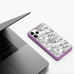 Чехол iPhone 11 Pro матовый Камуфляж серый, цвет: 3D-фиолетовый — фото 2