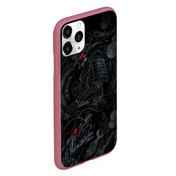 Чехол iPhone 11 Pro матовый Dragon and samurai, цвет: 3D-малиновый — фото 2