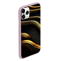 Чехол iPhone 11 Pro матовый Золотистые волны абстракция, цвет: 3D-розовый — фото 2