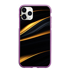 Чехол iPhone 11 Pro матовый Black gold texture, цвет: 3D-фиолетовый