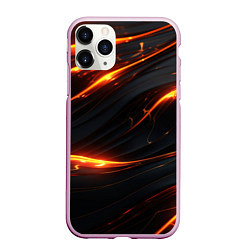 Чехол iPhone 11 Pro матовый Золотые волны со свечением, цвет: 3D-розовый