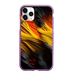 Чехол iPhone 11 Pro матовый Черно-желтая текстура, цвет: 3D-фиолетовый