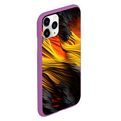 Чехол iPhone 11 Pro матовый Черно-желтая текстура, цвет: 3D-фиолетовый — фото 2