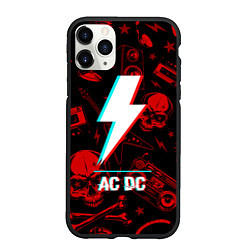 Чехол iPhone 11 Pro матовый AC DC rock glitch, цвет: 3D-черный