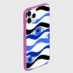 Чехол iPhone 11 Pro матовый Глазки плывущие в голубых волнах, цвет: 3D-фиолетовый — фото 2