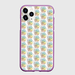Чехол iPhone 11 Pro матовый Кленовые листики, цвет: 3D-фиолетовый