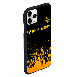 Чехол iPhone 11 Pro матовый System of a Down - gold gradient: символ сверху, цвет: 3D-черный — фото 2