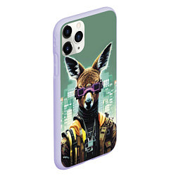Чехол iPhone 11 Pro матовый Cool kangaroo - cyberpunk, цвет: 3D-светло-сиреневый — фото 2