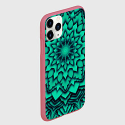 Чехол iPhone 11 Pro матовый Мандала анахата чакра, цвет: 3D-малиновый — фото 2