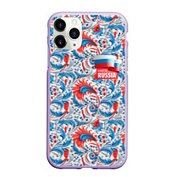 Чехол iPhone 11 Pro матовый Russia pattern, цвет: 3D-светло-сиреневый