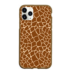 Чехол iPhone 11 Pro матовый Пятнистая шкура жирафа, цвет: 3D-коричневый