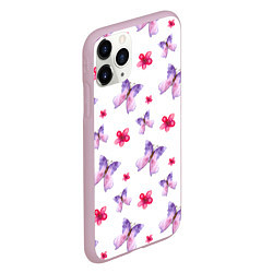 Чехол iPhone 11 Pro матовый Spring butterflies, цвет: 3D-розовый — фото 2