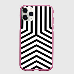 Чехол iPhone 11 Pro матовый Черно-белые полосы в узоре, цвет: 3D-малиновый