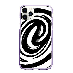 Чехол iPhone 11 Pro матовый Черно-белая воронка, цвет: 3D-светло-сиреневый