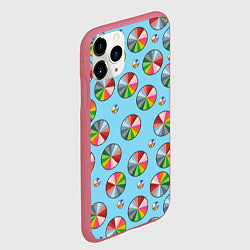 Чехол iPhone 11 Pro матовый Круг спектр паттерн, цвет: 3D-малиновый — фото 2