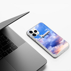 Чехол iPhone 11 Pro матовый Ту-154 Розовый закат, цвет: 3D-белый — фото 2