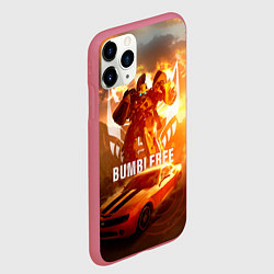 Чехол iPhone 11 Pro матовый Трансформеры: Бамблби, цвет: 3D-малиновый — фото 2