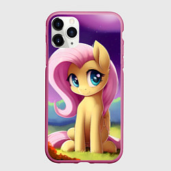 Чехол iPhone 11 Pro матовый Флаттершай, цвет: 3D-малиновый