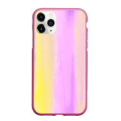 Чехол iPhone 11 Pro матовый Акварельный градиент желто- розовый, цвет: 3D-малиновый
