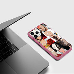 Чехол iPhone 11 Pro матовый Saitama - many faces, цвет: 3D-малиновый — фото 2