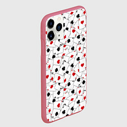 Чехол iPhone 11 Pro матовый Карточные тузы, цвет: 3D-малиновый — фото 2