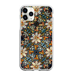 Чехол iPhone 11 Pro матовый Витражная мозайка, цвет: 3D-белый
