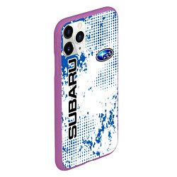 Чехол iPhone 11 Pro матовый Subaru blue logo, цвет: 3D-фиолетовый — фото 2