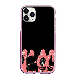 Чехол iPhone 11 Pro матовый Black pink на черном, цвет: 3D-розовый
