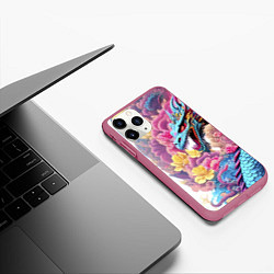 Чехол iPhone 11 Pro матовый Свирепый дракон - татуировка - ирезуми - Япония, цвет: 3D-малиновый — фото 2