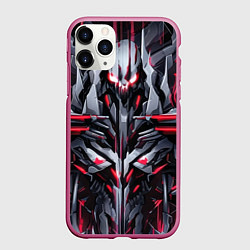 Чехол iPhone 11 Pro матовый Красный Кибер череп, цвет: 3D-малиновый