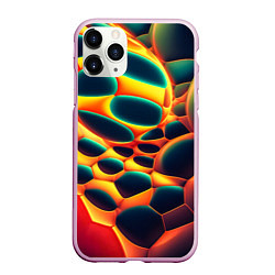 Чехол iPhone 11 Pro матовый Лавовые пузыри, цвет: 3D-розовый