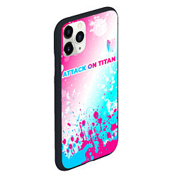 Чехол iPhone 11 Pro матовый Attack on Titan neon gradient style: символ сверху, цвет: 3D-черный — фото 2