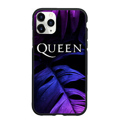 Чехол iPhone 11 Pro матовый Queen neon monstera, цвет: 3D-черный