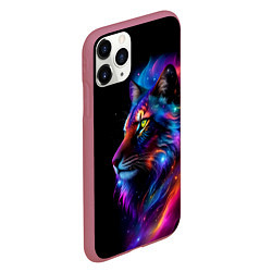 Чехол iPhone 11 Pro матовый Лев в космосе и звезды, цвет: 3D-малиновый — фото 2