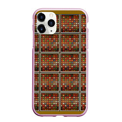 Чехол iPhone 11 Pro матовый Разноцветные мозаичные кубы, цвет: 3D-розовый