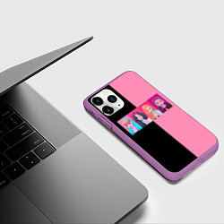 Чехол iPhone 11 Pro матовый Группа Black pink на черно-розовом фоне, цвет: 3D-фиолетовый — фото 2