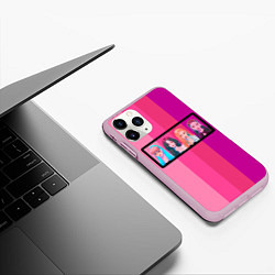 Чехол iPhone 11 Pro матовый Группа Black pink на фоне оттенков розового, цвет: 3D-розовый — фото 2