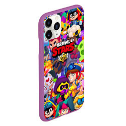 Чехол iPhone 11 Pro матовый Brawl stars all pattern, цвет: 3D-фиолетовый — фото 2