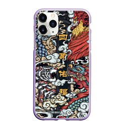 Чехол iPhone 11 Pro матовый Japanese art, цвет: 3D-светло-сиреневый