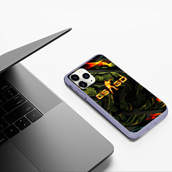 Чехол iPhone 11 Pro матовый CS GO green texture, цвет: 3D-светло-сиреневый — фото 2