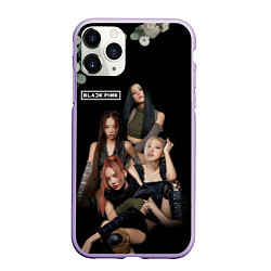 Чехол iPhone 11 Pro матовый Blackpink flowers, цвет: 3D-светло-сиреневый