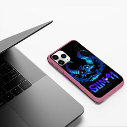 Чехол iPhone 11 Pro матовый Sum41 horns skull, цвет: 3D-малиновый — фото 2